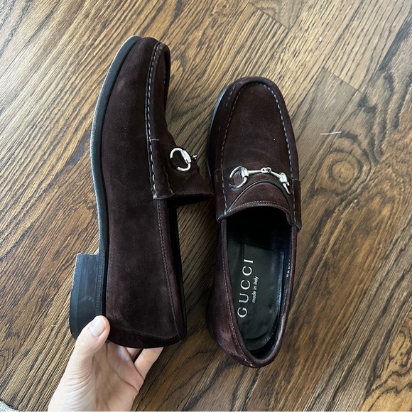 Men’s Gucci Horsebit Brown suede Loafers dress shoes - Picture 7 of 13